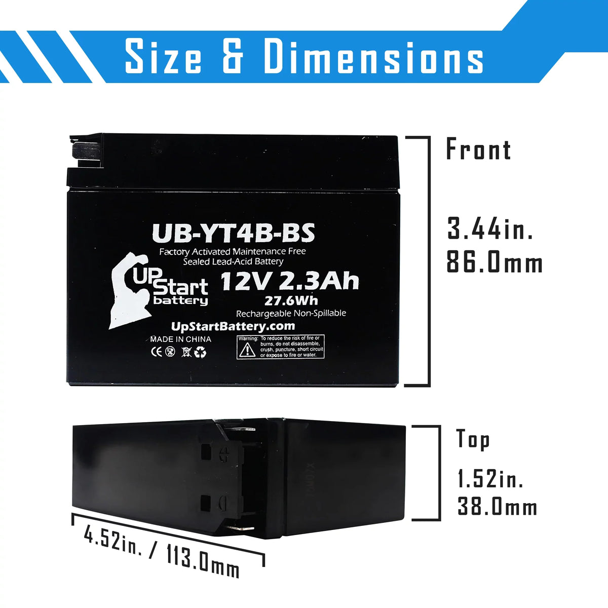 3 Pack - YT4B-BS Battery Replacement for (2.3Ah, 12v, Sealed) Factory Activated, Maintenance Free Battery - appropriate with 2015 Yamaha SR400, 2008 Suzuki DR-Z70, 2009 Suzuki DR-Z70
