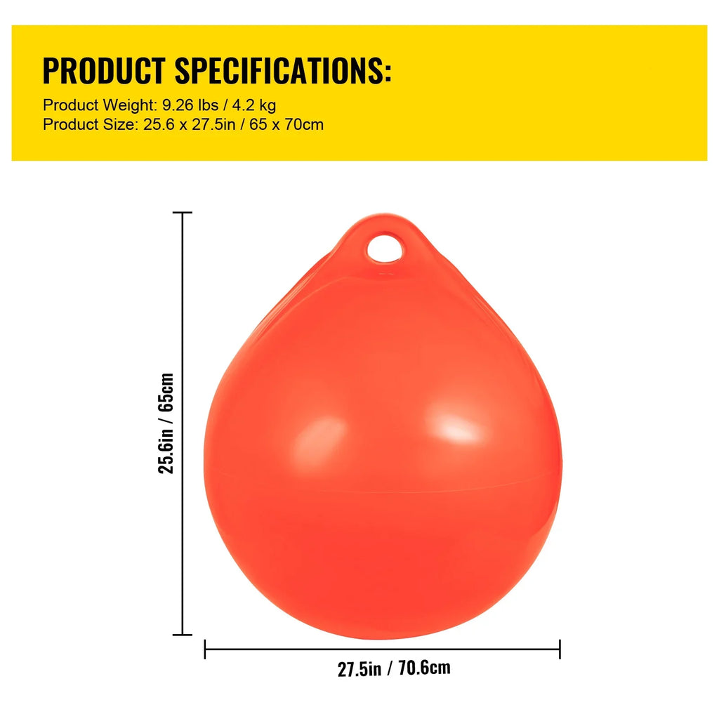 BENTISM craft Buoy Ball, 27in Diameter Inflatable Heavy-Duty Marine-Grade Vinyl Marker Buoy, Round craft Mooring Buoy, Anchoring, Rafting, Marking, Fishing, Orange