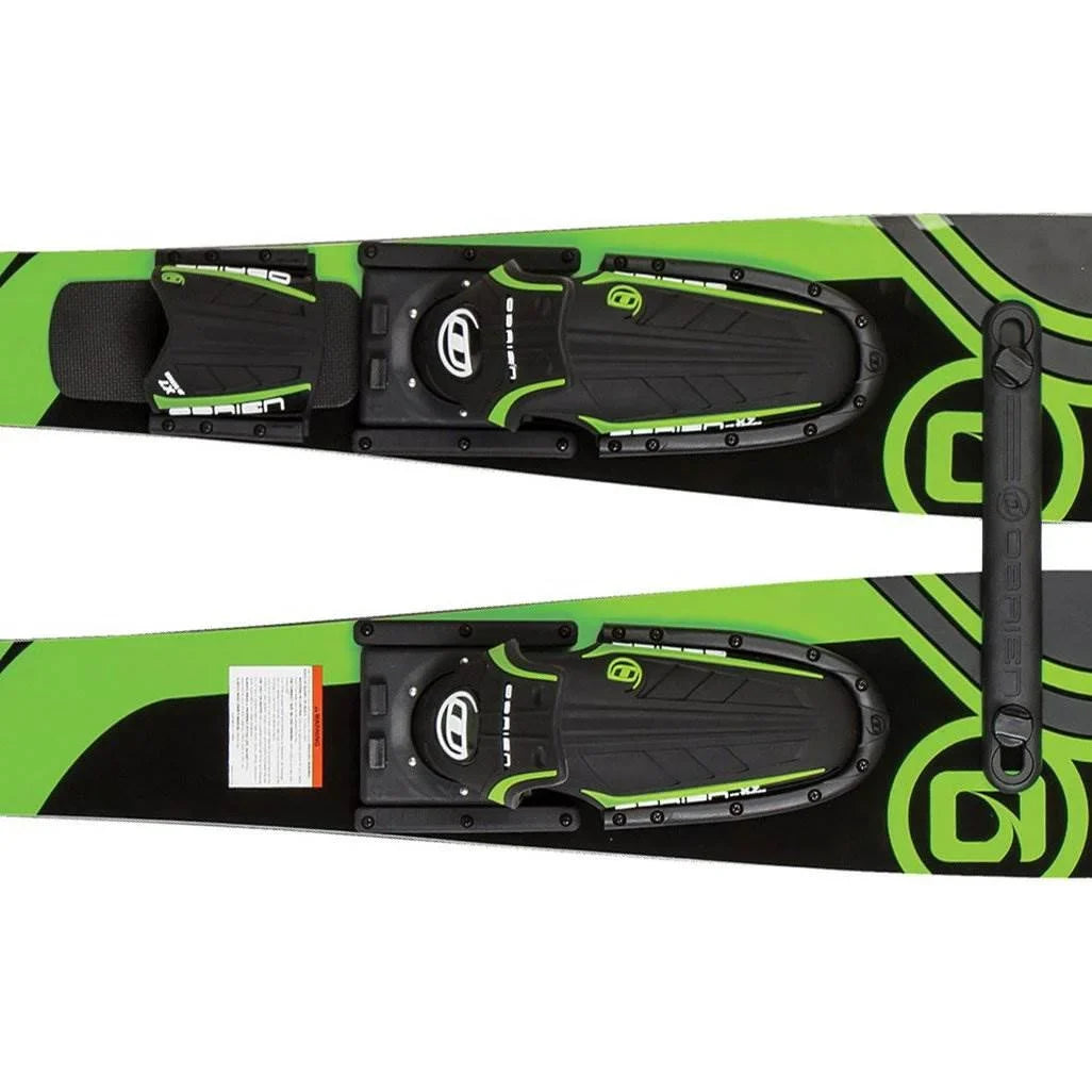 OBrien 54" Adjustable Combo aqua Skis, Kids Size 2-Mens Size 7, Green (2 Pack)