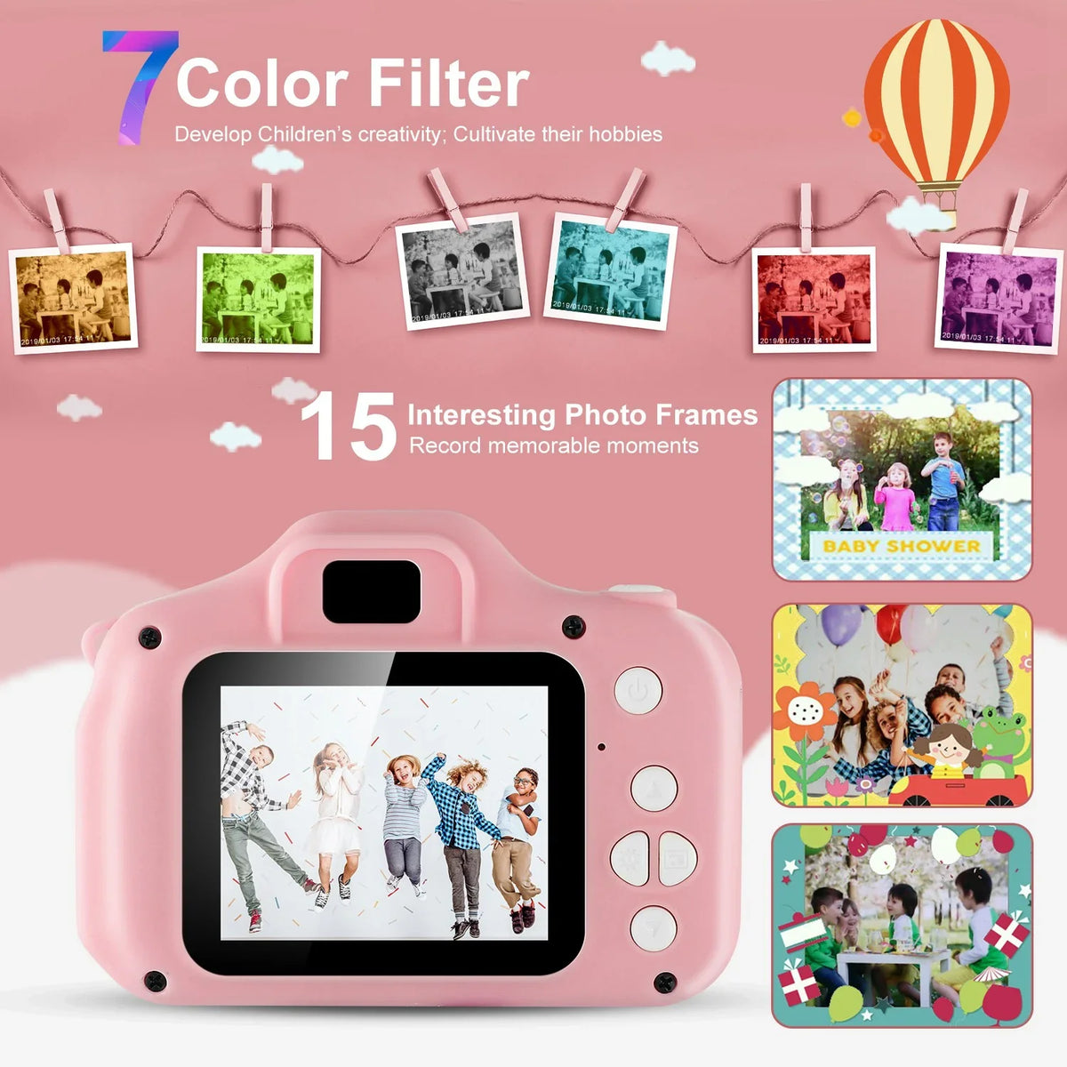 iMounTEK Kids Digital Camera with 2.0” Screen 12MP 1080P FHD Video Camera 4X Digital Zoom Games 32GB Card Supported Shockproof Child Camcorder for 3-10 Years Boys Girls