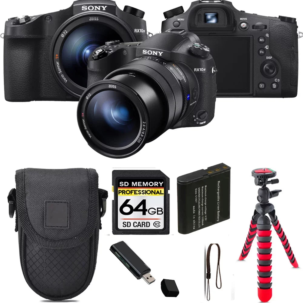 Cyber-shot DSC-RX10 IV Digital Camera + Tripod + Case - 64GB Kit