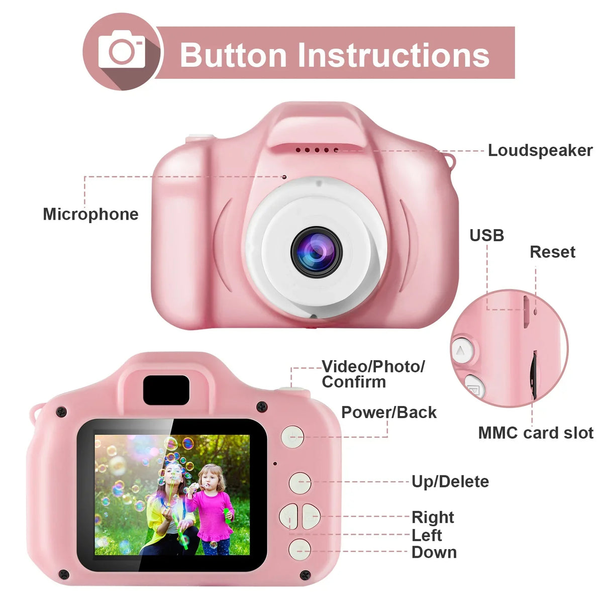 iMounTEK Kids Digital Camera with 2.0” Screen 12MP 1080P FHD Video Camera 4X Digital Zoom Games 32GB Card Supported Shockproof Child Camcorder for 3-10 Years Boys Girls