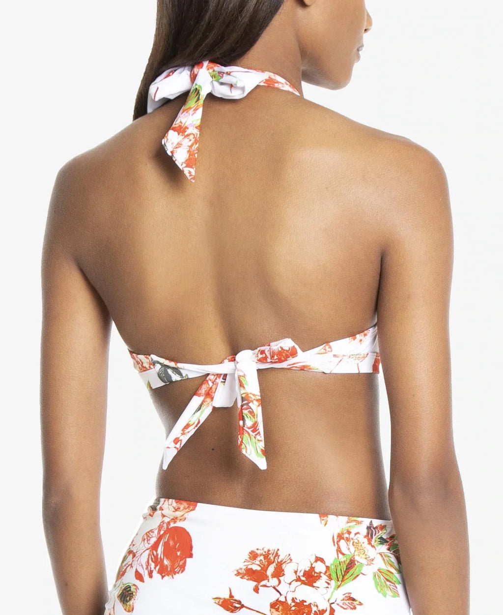 Rachel Roy WHITE FLORAL Halter Bikini Swim Top, US Medium