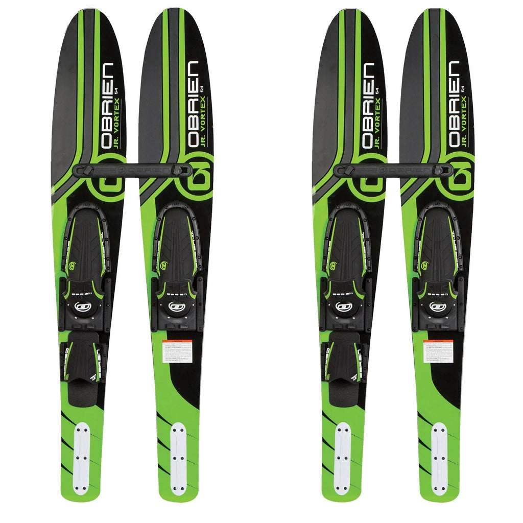 OBrien 54" Adjustable Combo aqua Skis, Kids Size 2-Mens Size 7, Green (2 Pack)