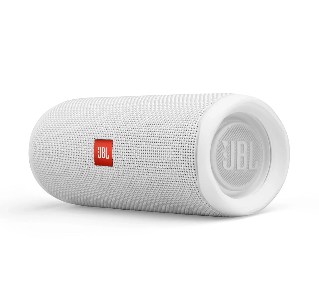 JBL Flip 5 White Portable Bluetooth Speaker w/divvi! Hardshell Case