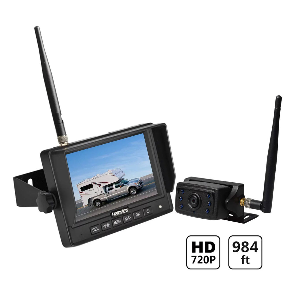 Haloview MC5111 5'' 720P HD Digital Wireless Backup Camera System 5'' LCD Rear View Monitor and IP69K Waterproof Reversing Built in DVR Kit for Trucks/Trailer/Bus/RVs/Pickups/Camper/Vans