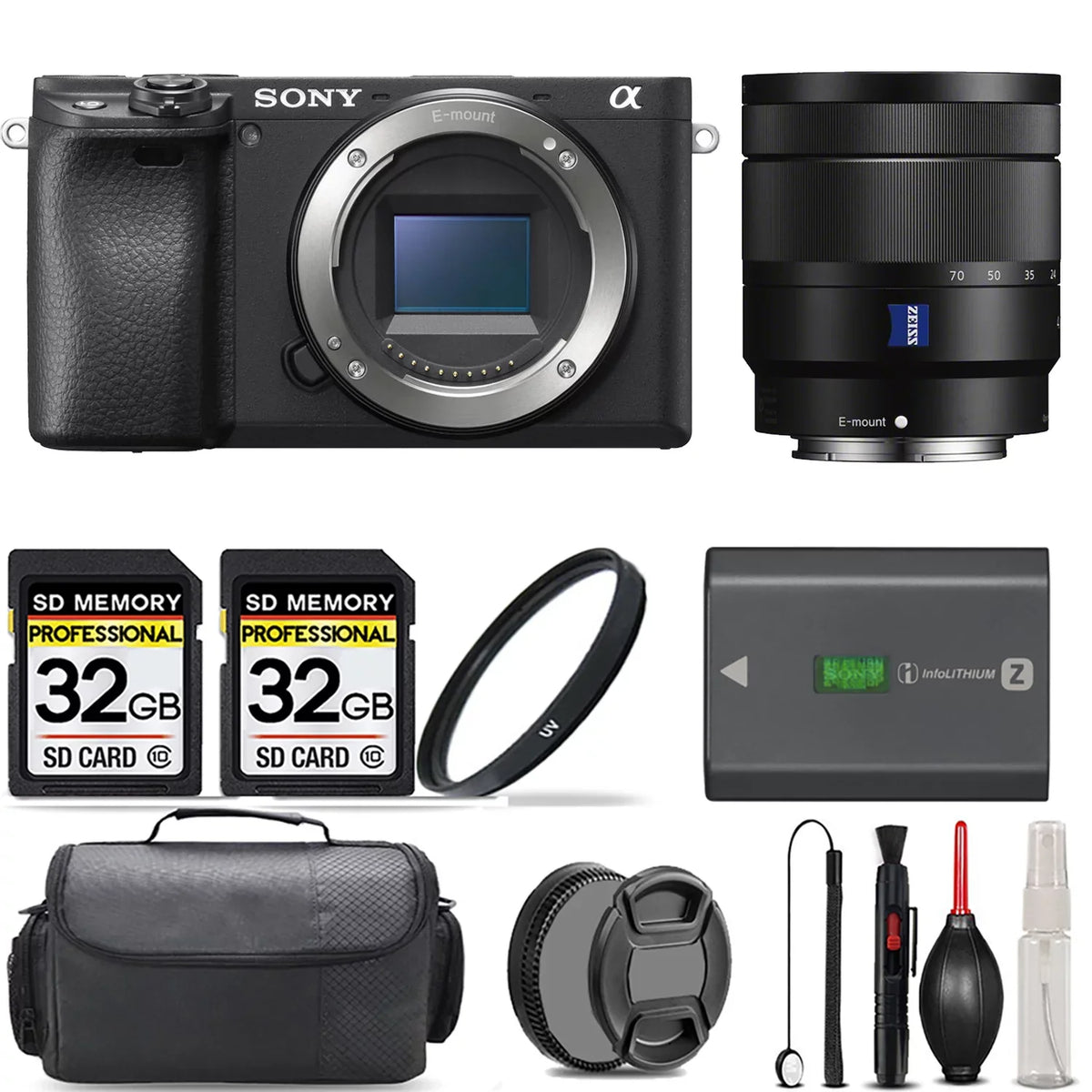 a6400 Mirrorless Camera + 16-70mm f/4 ZA OSS Lens + UV Filter + 64GB + Handbag And More!