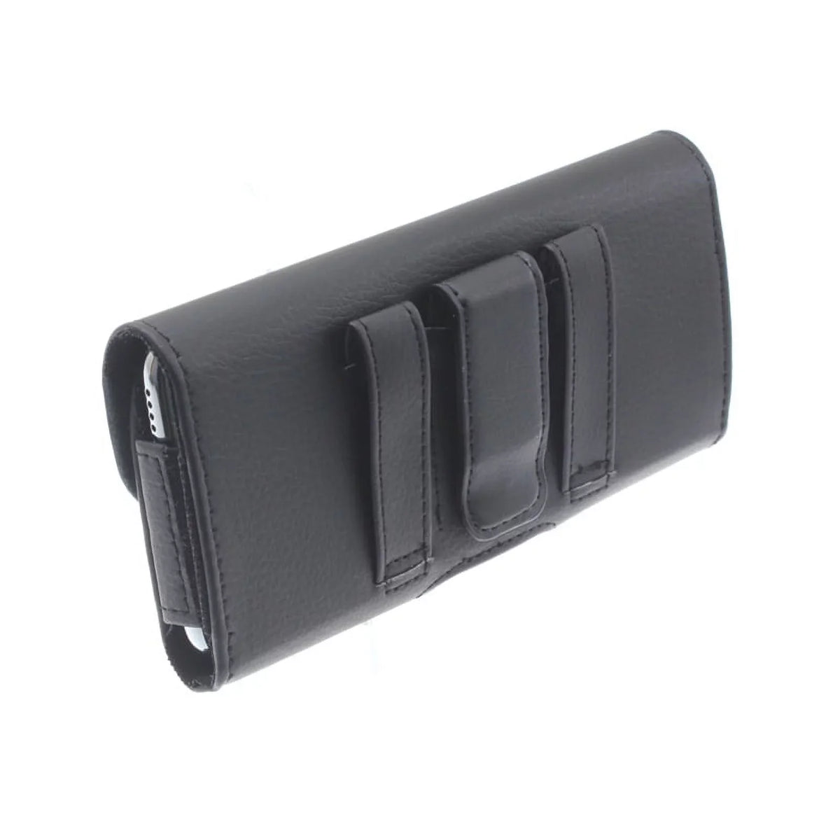 Black Horizontal Leather Case Side wrap w Metal Braided Type-C USB Cable Charger Power Cord 3ft Long USB-C Wire W2M for  Phone 2 -  Galaxy S9 Plus S10 Plus A50 -  Xperia XZ3