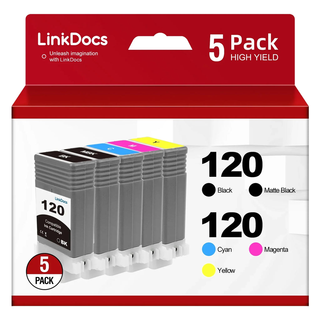 PFI120 PFI-120 Ink Cartridges Replacement for  PFI120 PFI-120 PFI-120MBK PFI-120BK PFI-120C PFI-120M PFI-120Y Work for  ImagePROGRAF IPF TM-200 TM-205 TM-300 TM-305 and GP-200 GP-300 Printer