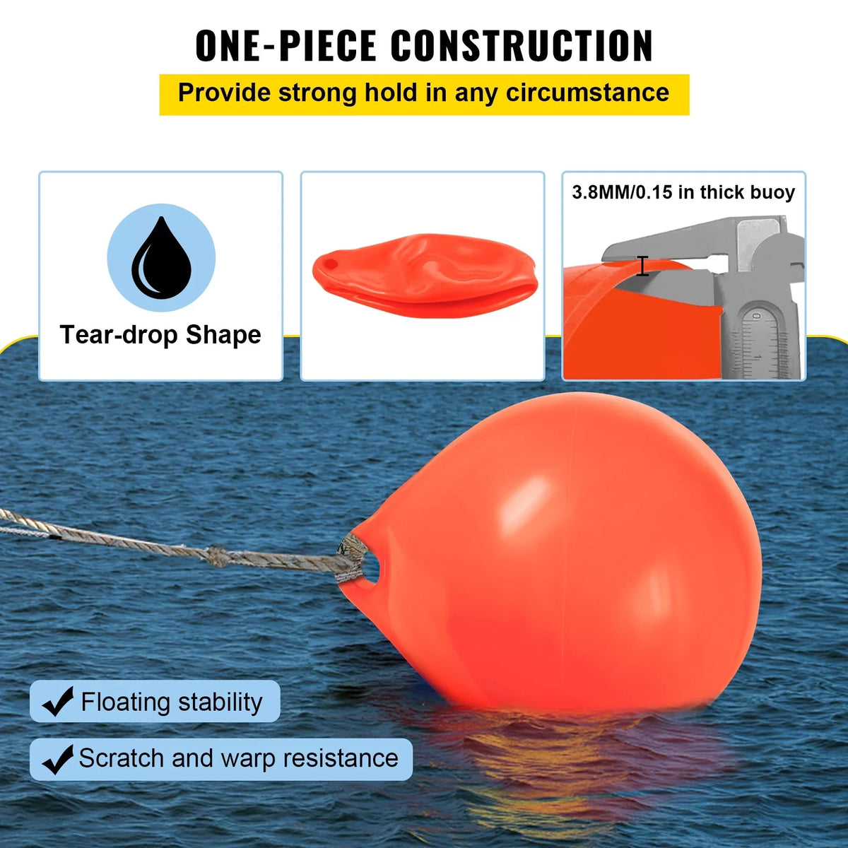 BENTISM craft Buoy Ball, 27in Diameter Inflatable Heavy-Duty Marine-Grade Vinyl Marker Buoy, Round craft Mooring Buoy, Anchoring, Rafting, Marking, Fishing, Orange