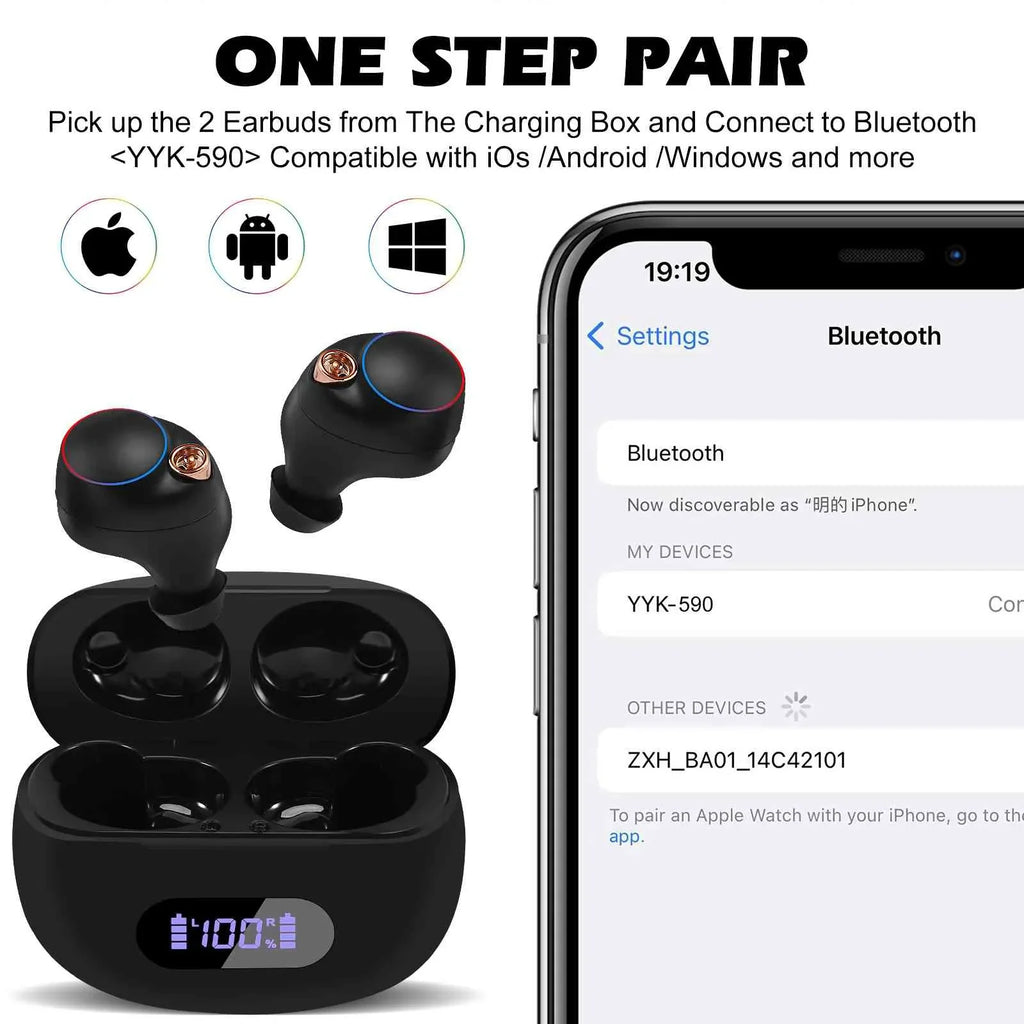 UrbanX True Wireless Bluetooth Earbuds + Charging Case, Black, Dual Connect, IPX5 moisture Resistance, Bluetooth 5.2 Connection, Balanced, Bass Boost appropriate with  Tab P11 5G
