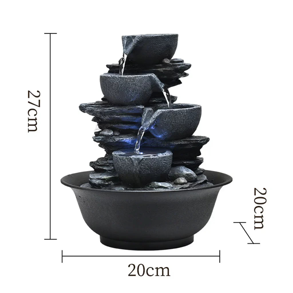 Tabletop moisture Fountain with s Feng Shui Outdoor Waterfall Landscape Home Bedroom , E