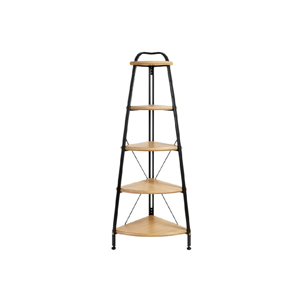 Modern Corner Shelf with 5 Tier Design and Metal Frame