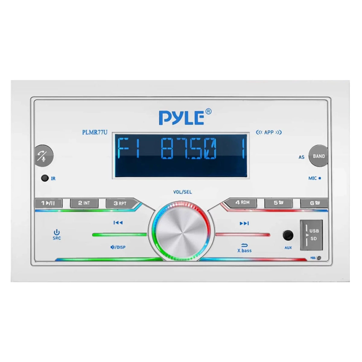 21-29' Pontoon vessel Audio Bundle: Pyle Double DIN Bluetooth Marine Receiver, 4x 6.5'' Waterproof White Speakers, 4-Channel Amplifier, Amp Installation Kit, 18 Gauge 50 FT Speaker Wire, Radio Antenna