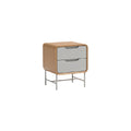 Modern Minimalist Nightstand with Two Drawers and Metal Frame