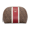 DKNY Whitney Logo Cosmetic Pouch – Brown/Red
