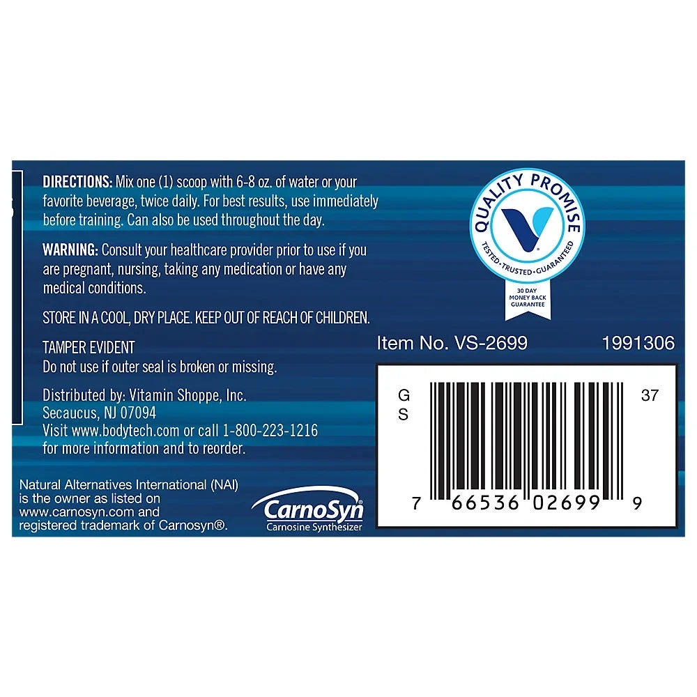 / 90 Servings). BodyTech Beta-Alanine Powder - Unflavored (5.1 oz