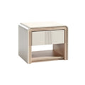 Modern Minimalist Nightstand with Two Drawers and Open Shelf