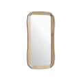 Stylish Rectangular Wall Mirror with Natural Wood Frame and Metal Corners