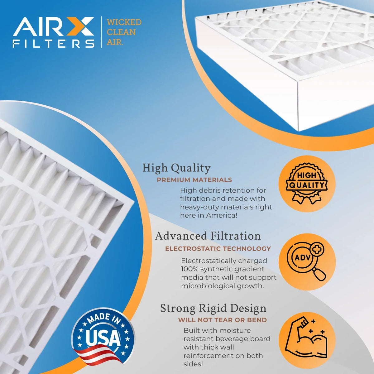 16x28x6 Air Filter MERV 8 Comparable to MPR 700 & FPR 5 appropriate with Aprilaire 401 Premium USA Made 16x28x6 Furnace Filter 1 Single Filter by AIRX FILTERS WICKED CLEAN AIR.