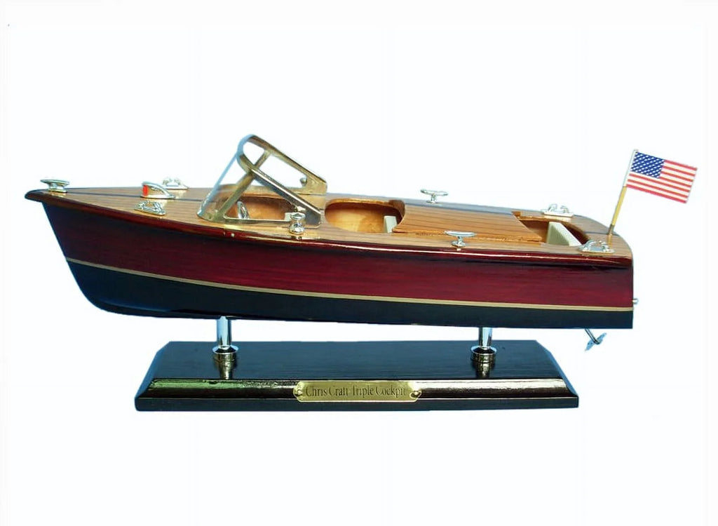 Decorative Speed craft. Handcrafted Model Ships Triple Cockpit 14 Chris Craft Triple Cockpit 14 in
