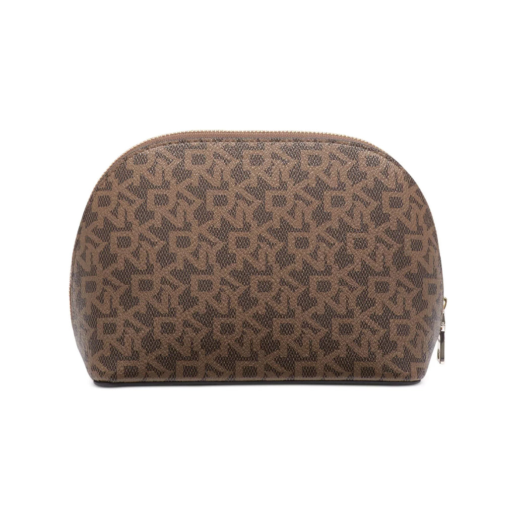 DKNY Whitney Logo Cosmetic Pouch – Brown/Red