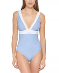 DKNY HYDRANGEA Deep V-Neck One-Piece Swimsuit, US 10