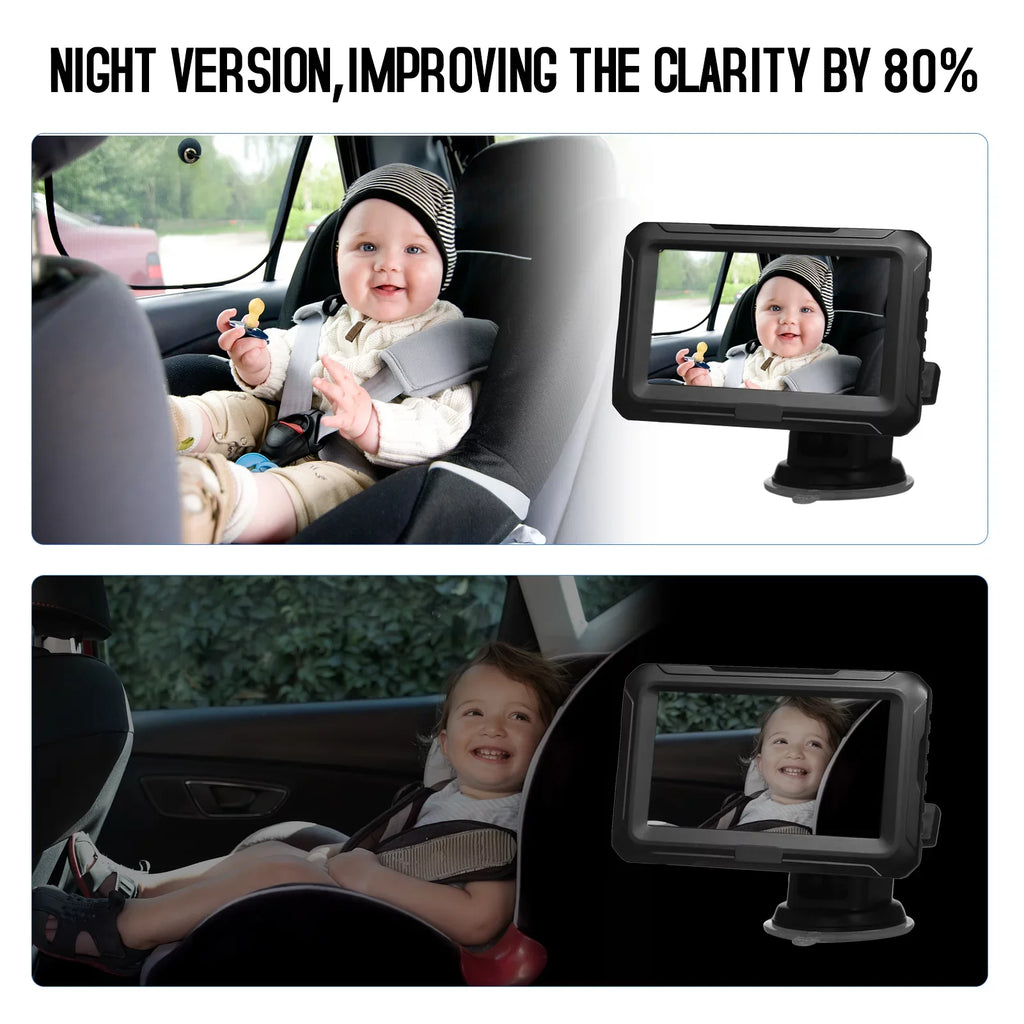 Baby Car Mirror - 1080P Baby Monitor Camera with 4.3’’ IPS Screen, Night Vision, Adjustable Wide View Angle for Infants, Kids, and Pets