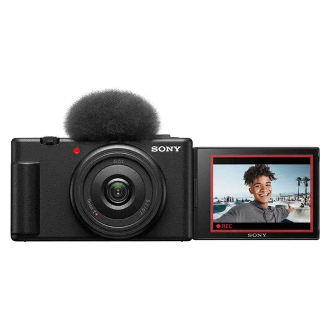 ZV-1F Vlogging Camera (Black) with 2 Pack SanDisk 64GB Memory Card + Tripod + Case + ZeeTech Accessory Bundle