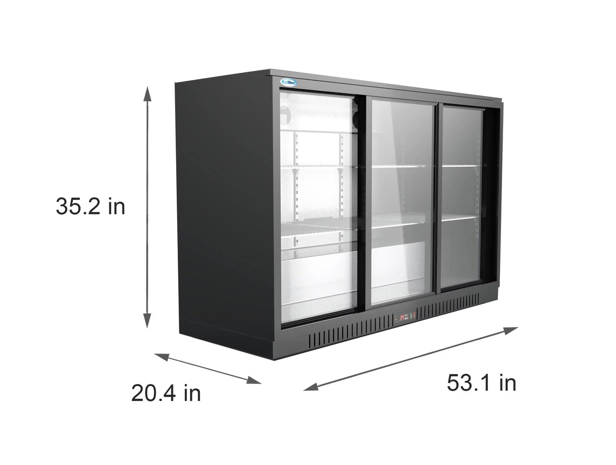 Ft.. Three-Door Back Bar Refrigerator – 11.3 Cu. KoolMore 35 in
