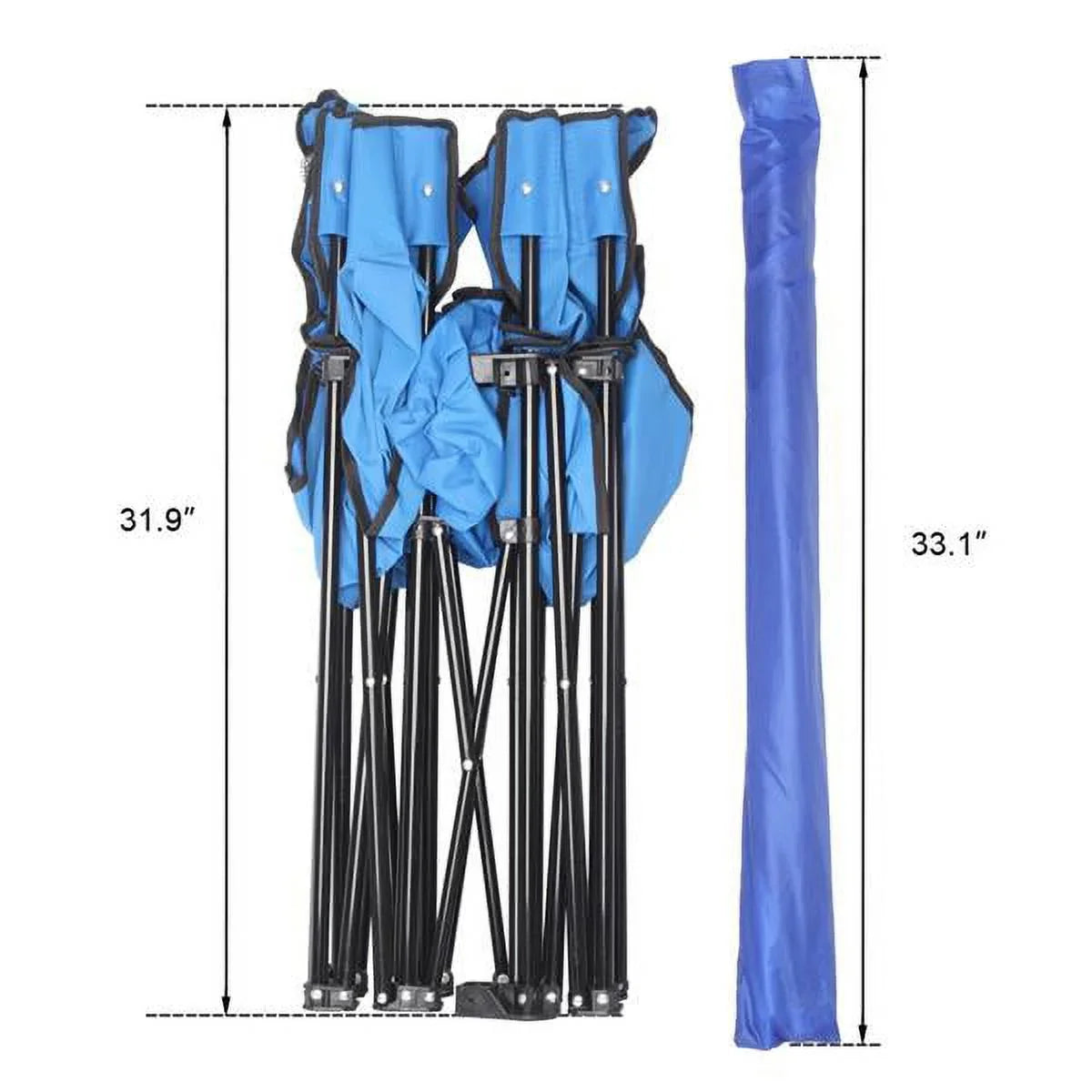 SYTHERS Double Outdoor Folding Beach Chair, High Strength Camping Chair with Mini Table Beverage Holder Carrying Bag, for Beach Patio Pool Park Outdoor Portable Camping Chair, Blue