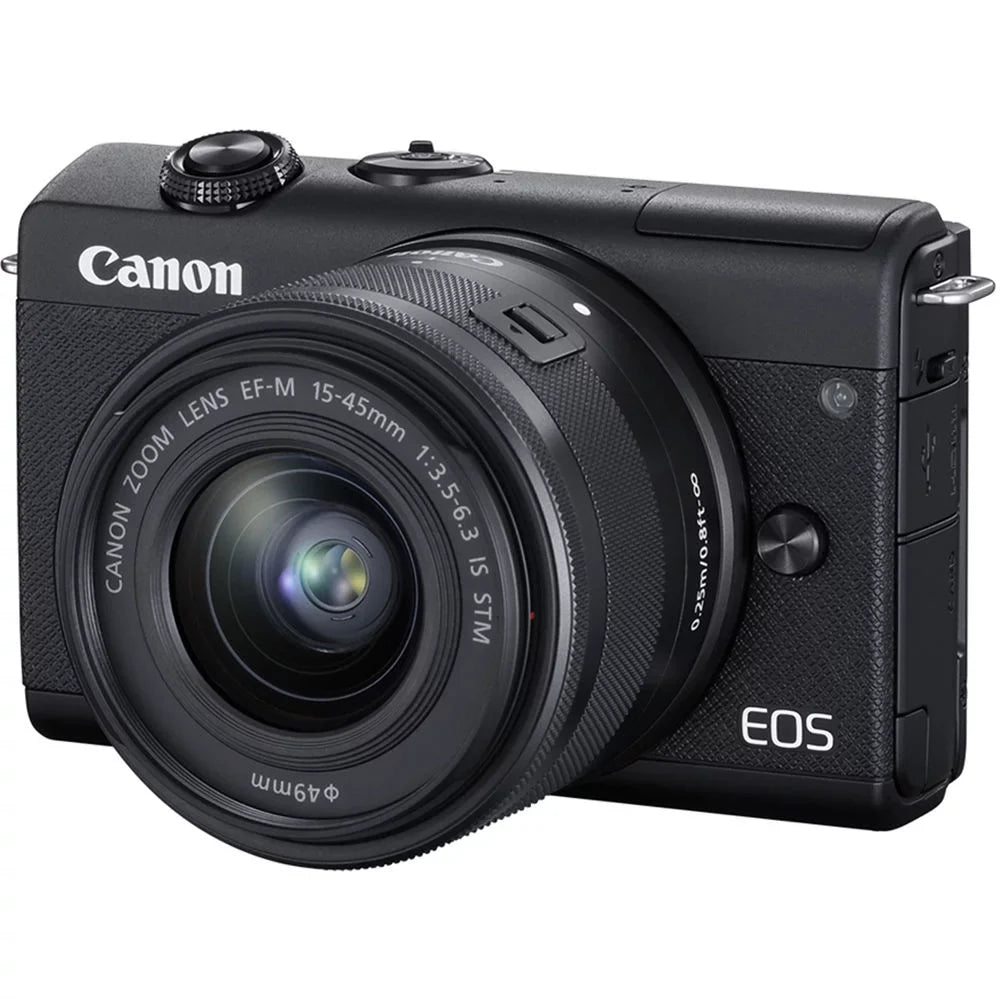 EOS M200 Digital Camera with 15-45mm Lens (Black) - 20PC Accessory Bundle