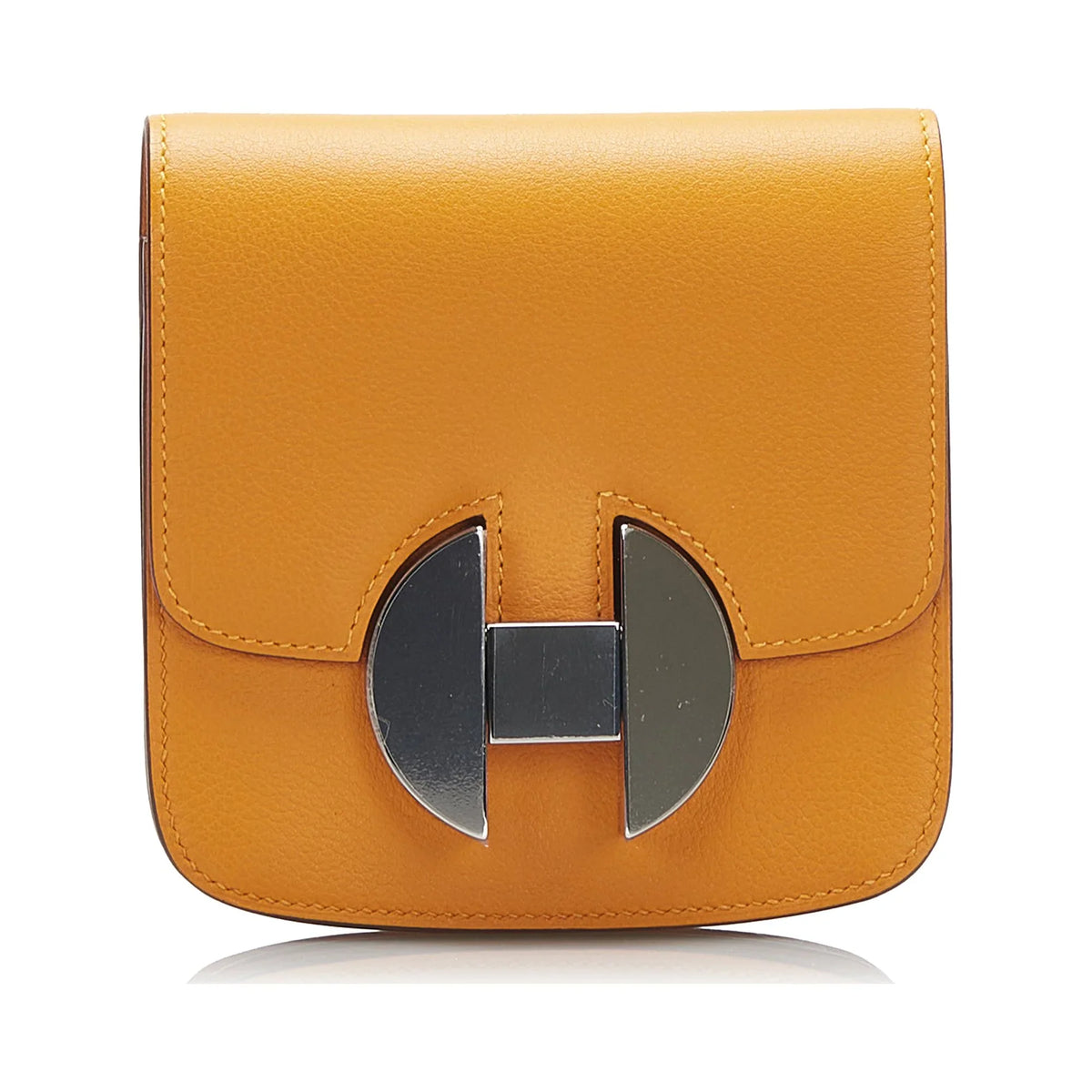 Pre-Owned Authenticated Hermès 2002 Wallet Calf Leather Orange Small Wallets Unisex (Good)