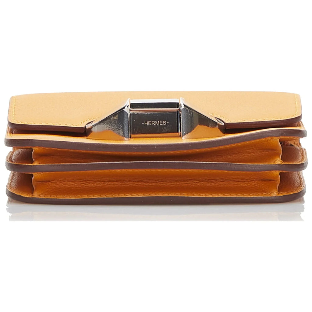 Pre-Owned Authenticated Hermès 2002 Wallet Calf Leather Orange Small Wallets Unisex (Good)