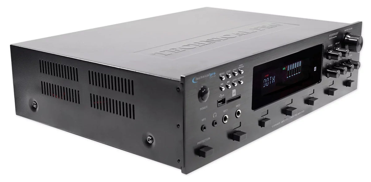 6000w 6-Zone, Home Theater Bluetooth Receiver+12) Black 6.5" Ceiling Speakers+EQ