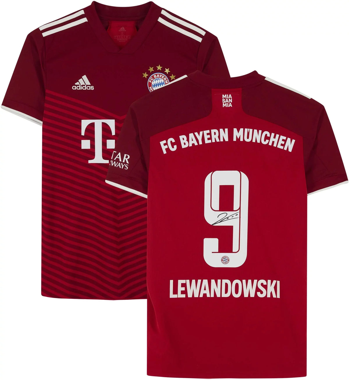 Robert Lewandowski Bayern Munich Autographed  2021 -2022 Red Jersey - Fanatics Authentic Certified