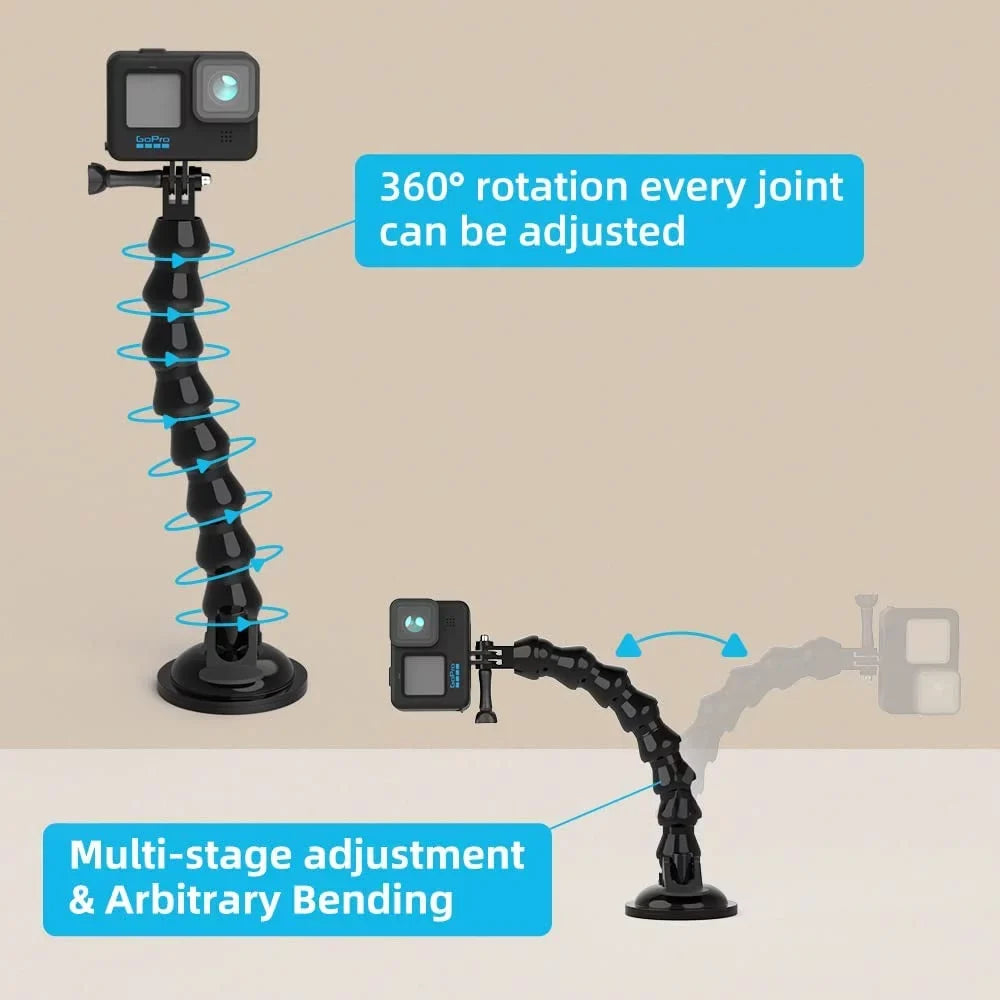 Flexible Gooseneck Suction Cup Camera Car Mount matching with Gopro Hero 10 Black,Hero 9/8/7/6/5 Black,DJI