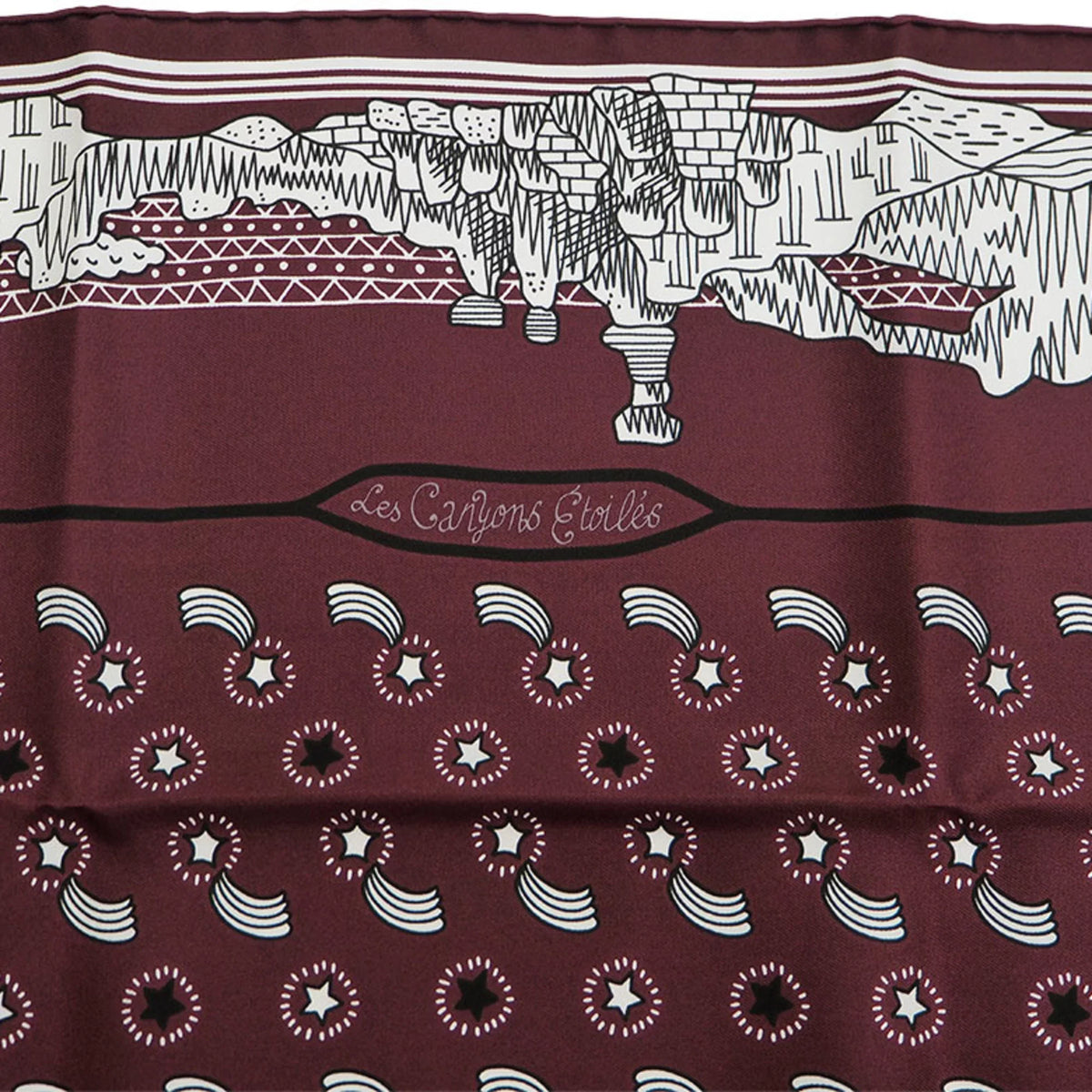 Pre-Owned HERMES Hermes Not For Sale Limited Petit Care Carre 55 Les Canyons Etoiles From the to Stars Nanatsu Star Train Scarf Muffler Pocket Chief (Like New)