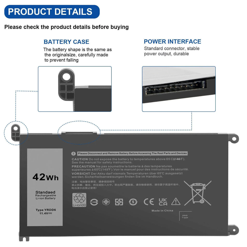 YRDD6 Battery for  Inspiron 15 3582,Inspiron 15 3493,Inspiron 15 3583,Inspiron 15 3593,Inspiron 15 3793