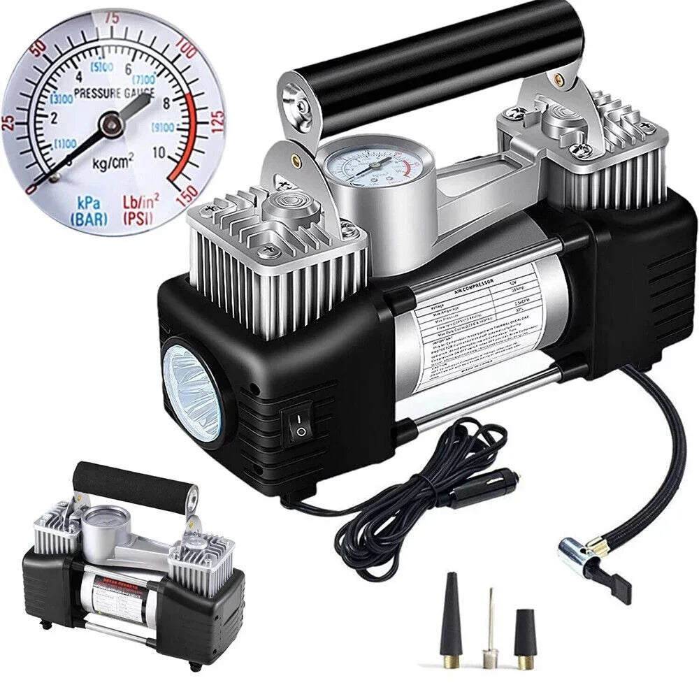 Jahy2Tech Black Portable Air Compressor 12V Electric Pump Quick Inflation 280W Roadside Assistance