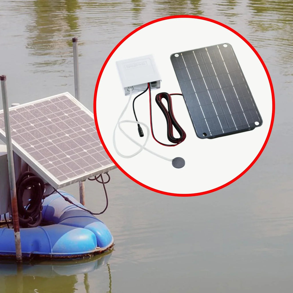 oshhnii Solar Air Pump,Aquarium Air Pump Oxygenator Silent Eco Friendly,6V Solar Pond Aerator Solar Powered Pond Pump for Hydroponics