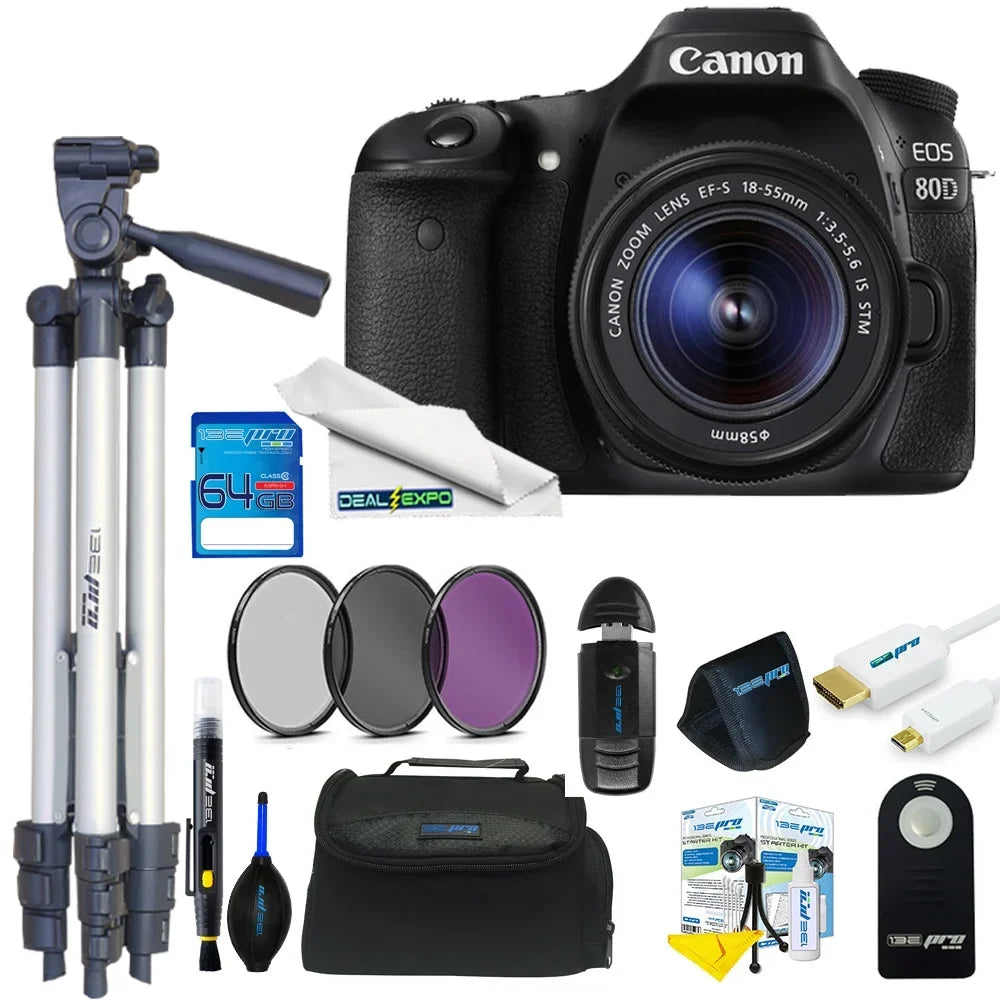 EOS 80D DSLR Camera with 18-55mm Lens + 64GB Expo Basic Kit