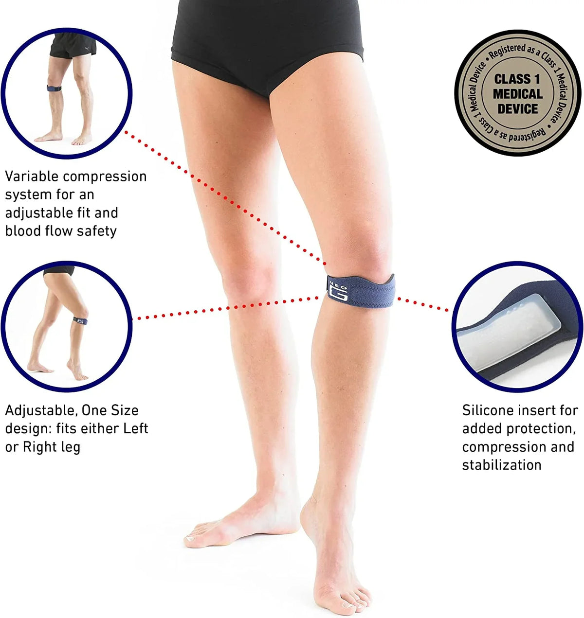 Neo G Patella Tendon Knee Strap – Knee Bands for Working Out, Running, Walking, Hiking, Jumpers Knee, Tendonitis, Crossfit, Gym, Patellar Tracking