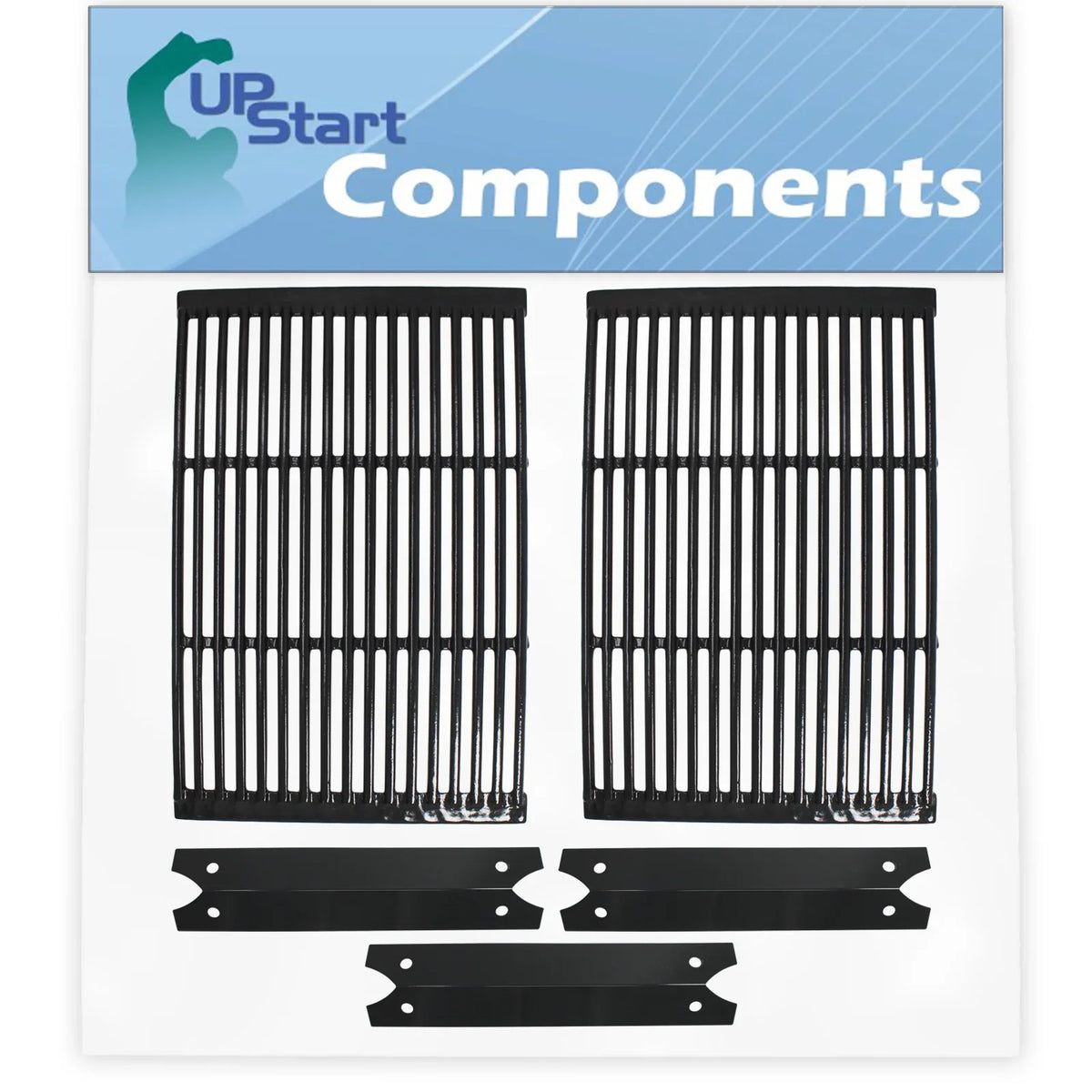 2 BBQ Grill Cooking Grates & 3 Heat Shield Plate Tent Replacement Parts for Charmglow 810-6320-V - suitable Barbeque Porcelain Enameled Cast Iron Grid 19" & Flame Tamer, Flavorizer Bar