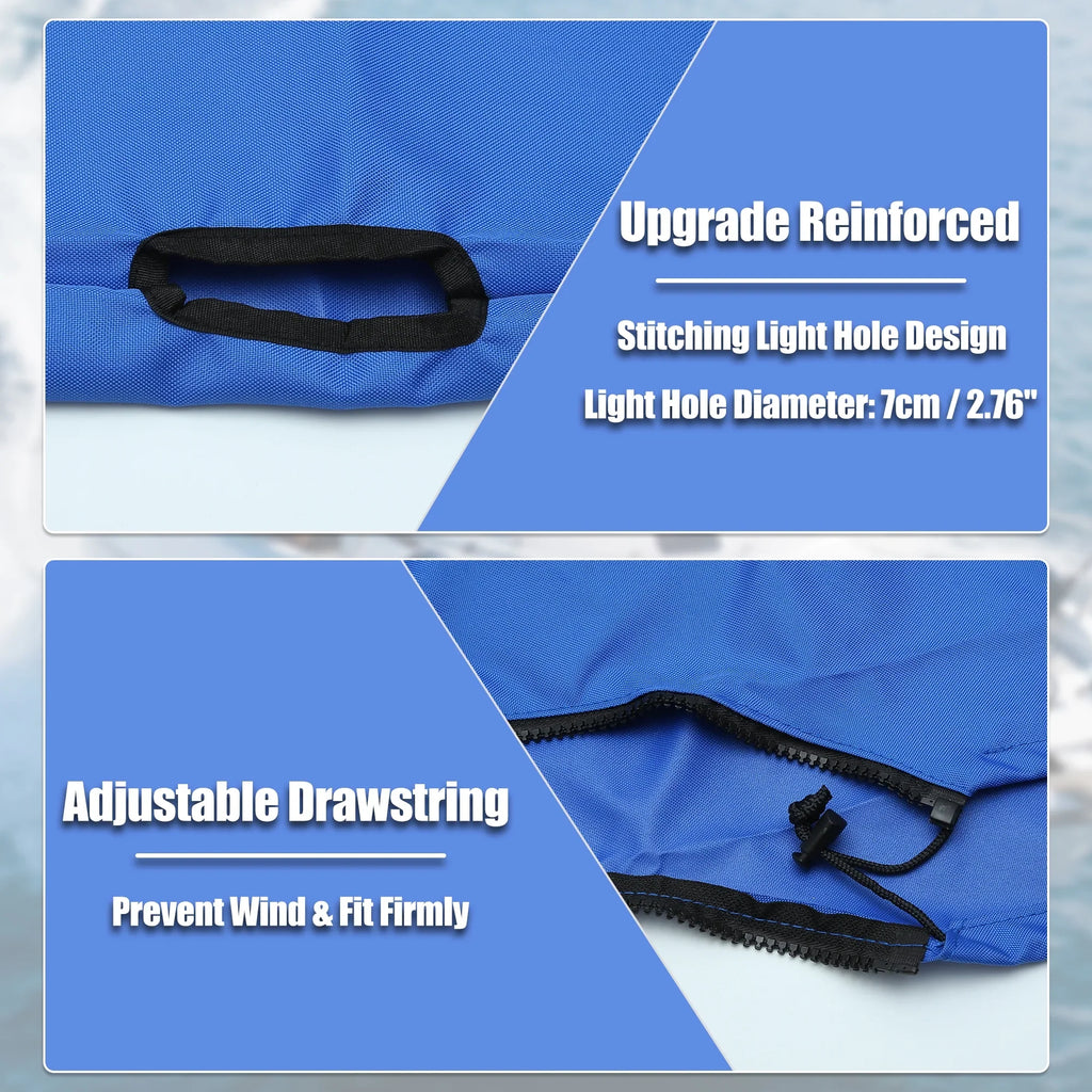 ship Bimini Top Storage Boot with Light Hole 600D Polyester Canvas Blue 91"-96" W for 3 Bow 4 Bow