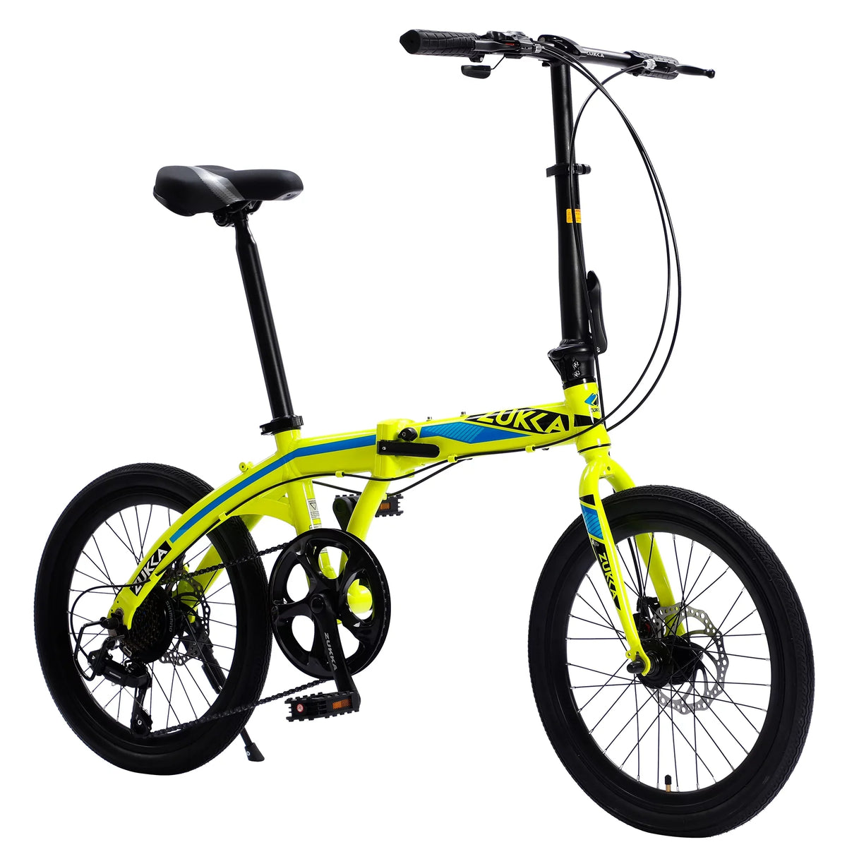 20" Folding Bike, 8 Speed City Bike, Aluminium Alloy Frame, Yellow