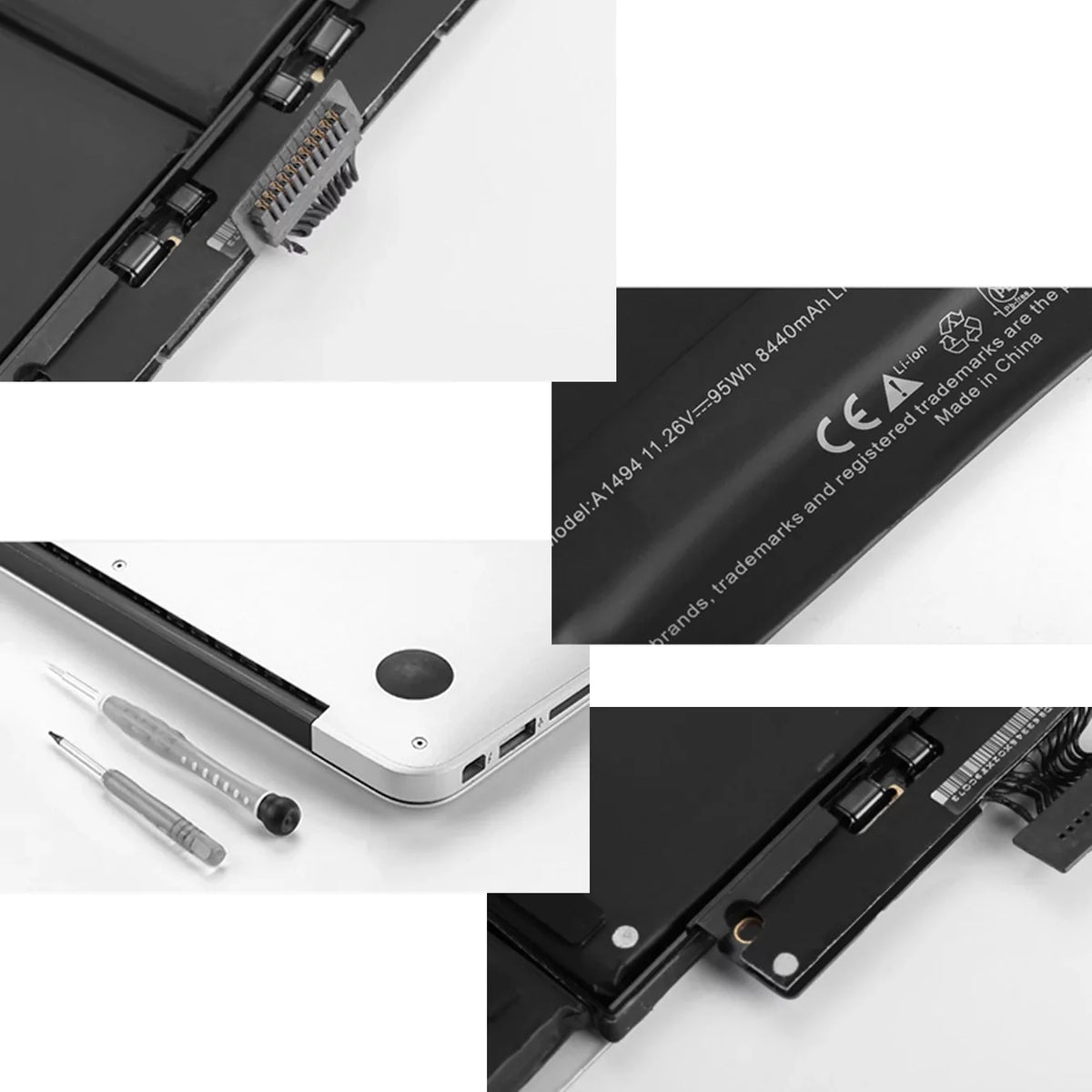 A1494 Battery matching Mac A1398 Mac Book Pro 15" Retina (Late 2013 & Mid 2014), Fits ME294 ME293 (11.26V 95Wh 8440mAh)