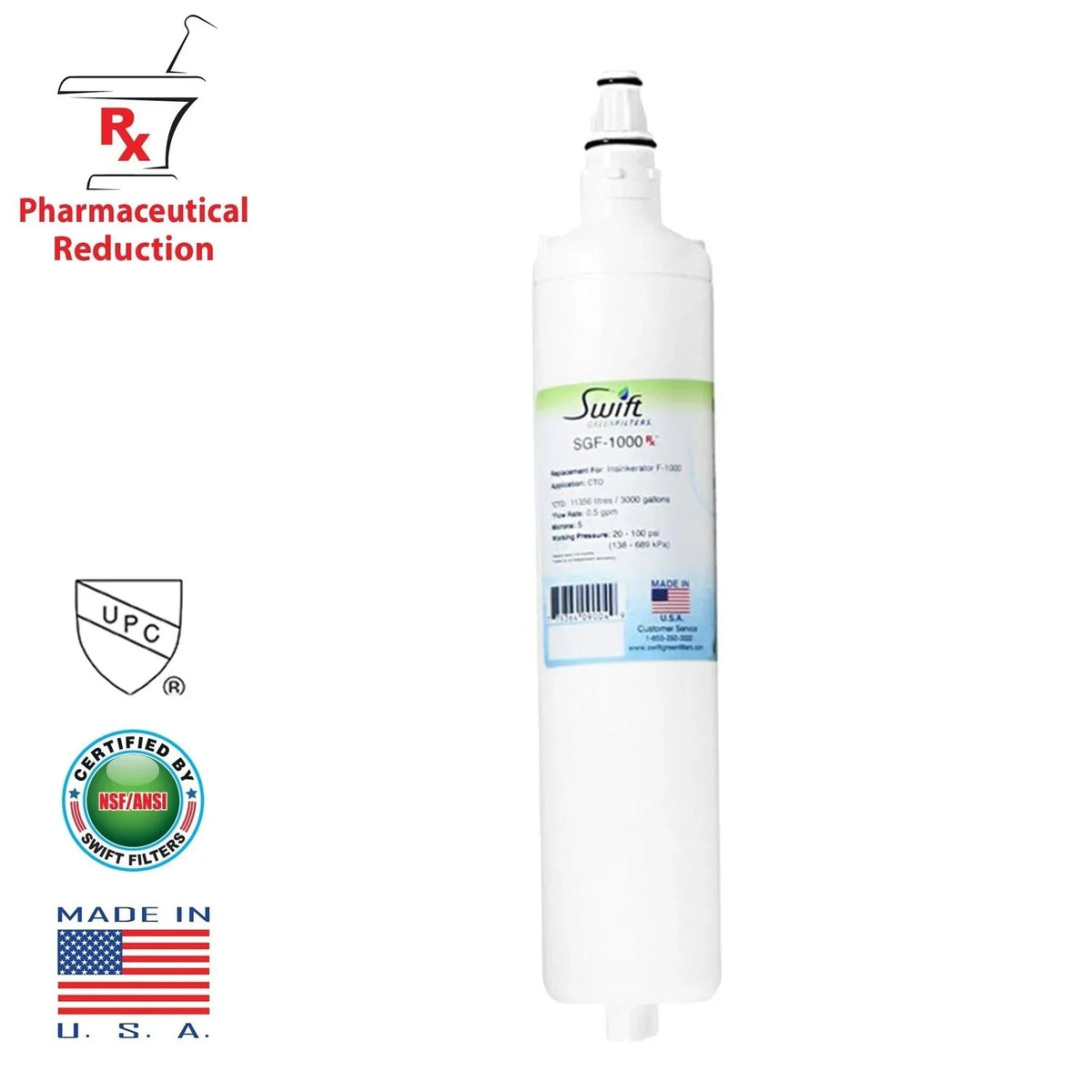 Swift Green Filters SGF-1000 Rx Replacement moisture Filter for Insinkerator F-1000 [ 1 Pack ]