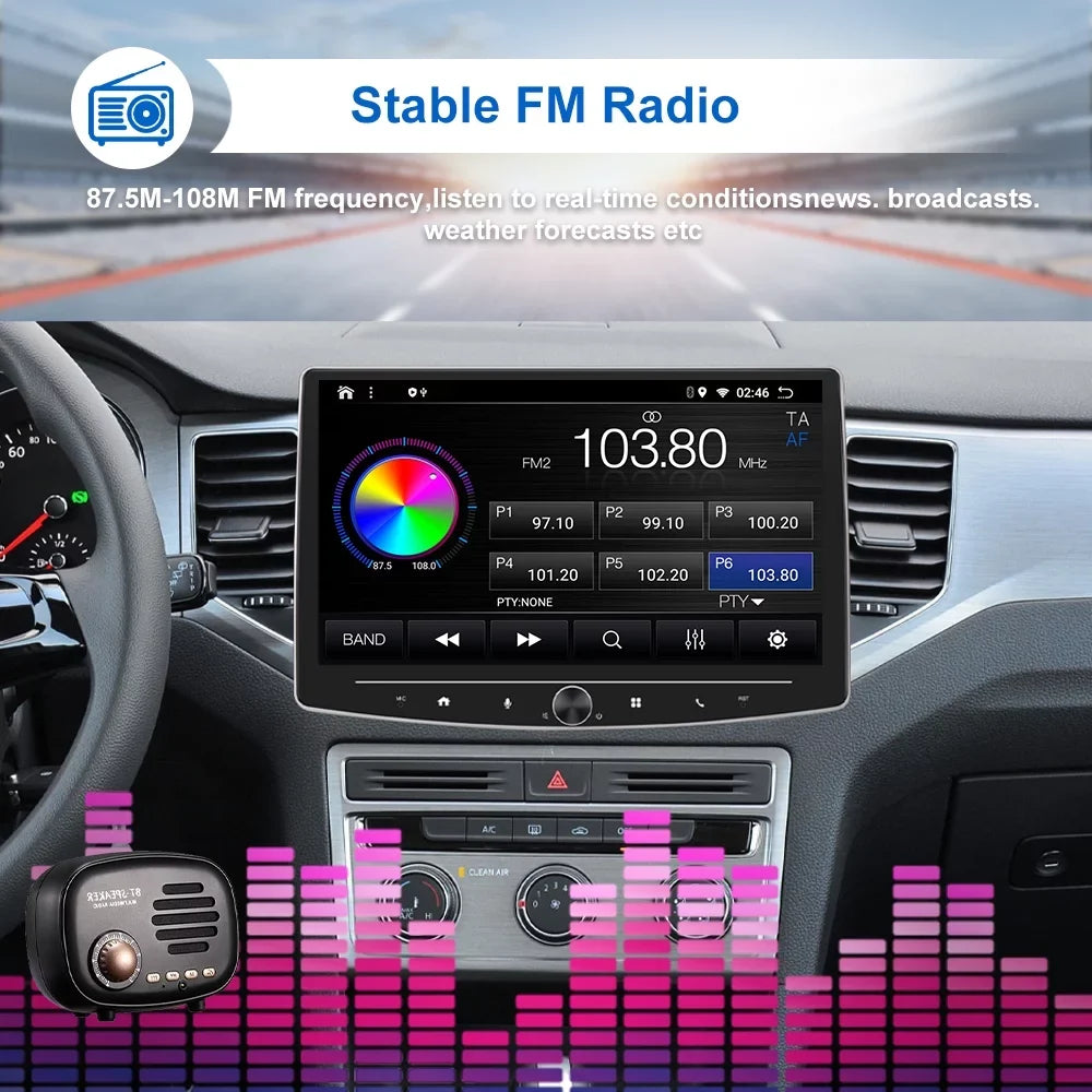 Single 1 Din 10 Inch Touch Screen Car Stereo Radio with  Carplay Android Auto Mirror Link HD Multimedia Player Bluetooth USB FM Audio Receiver USB including AHD Reversing Camera
