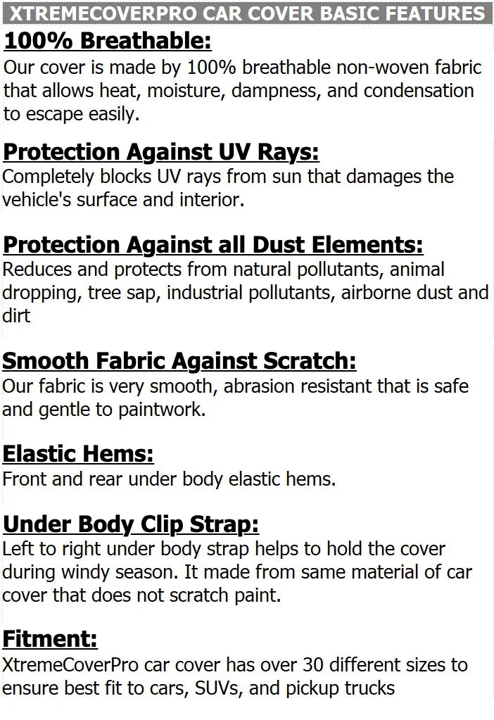 Car protector fits 2019 2020 Cadillac XT4 XCP XtremeCoverPro Waterproof Silver Series Grey